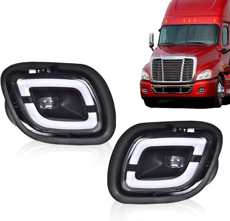 DOTCOM LED Fog Lights Lamp Compatible with Freightliner Cascadia 2008-2017,LED Fog Lamps White Light Clear Lens Black Housing Left and Right - Image 2